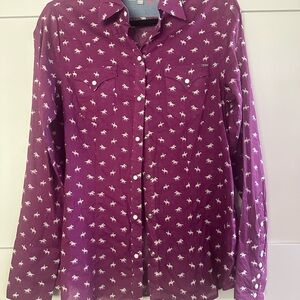 Tin Haul Purple Shirt with Horse Pattern - Western Diamond Rider M